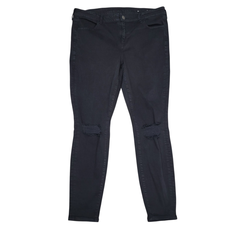 American Eagle Outfitters Jegging Women's Size 16 Regular Black Denim Flawed